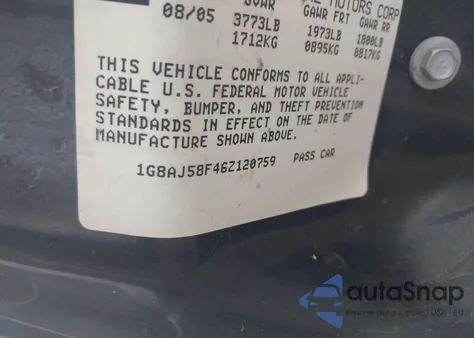 2006 Saturn Ion Level 2 from USA, damaged, VIN 1G8AJ58F46Z120759